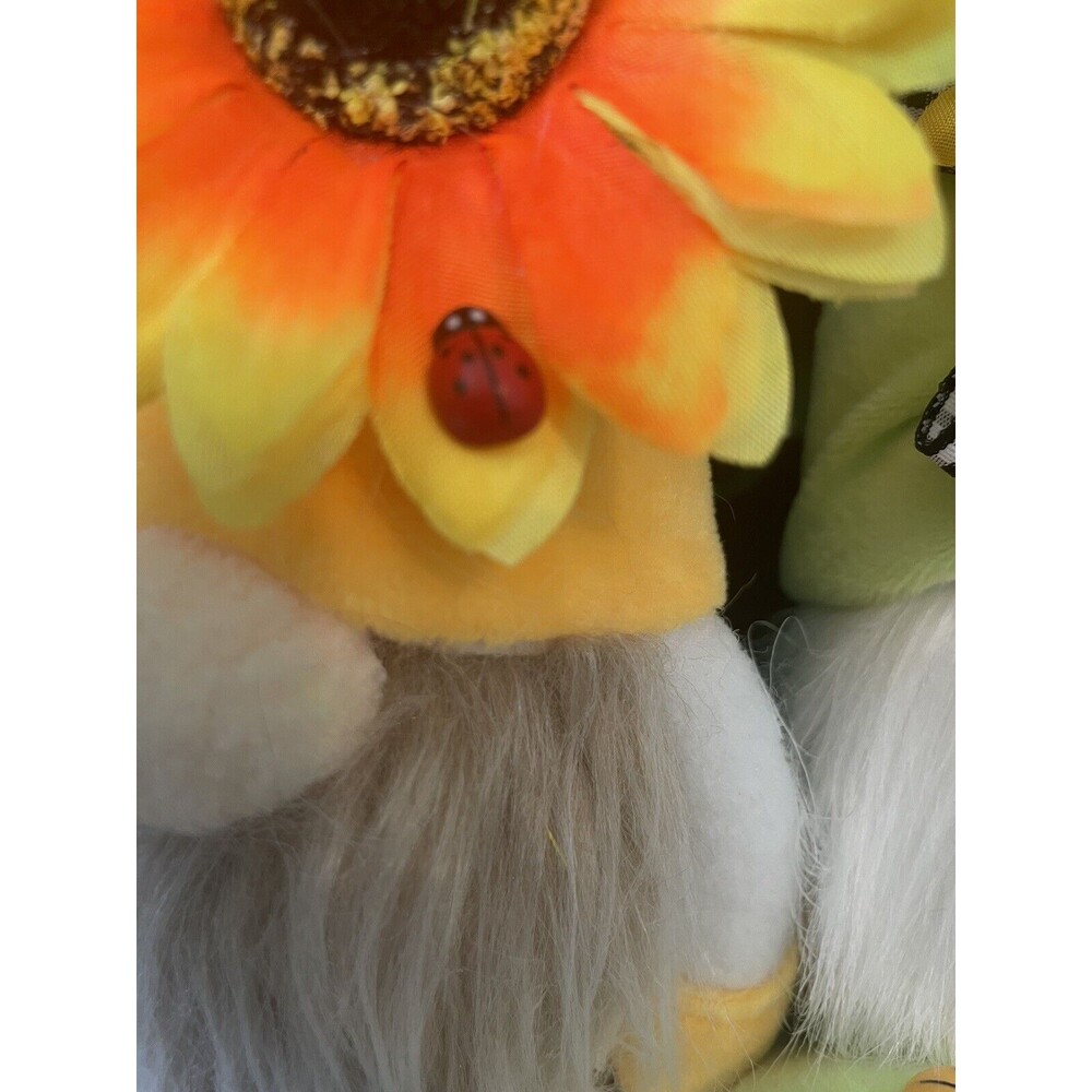 🎁 Pair of Gnome Dolls – Funny Small Plush – White, Green & Orange – New - Picture 4 of 5